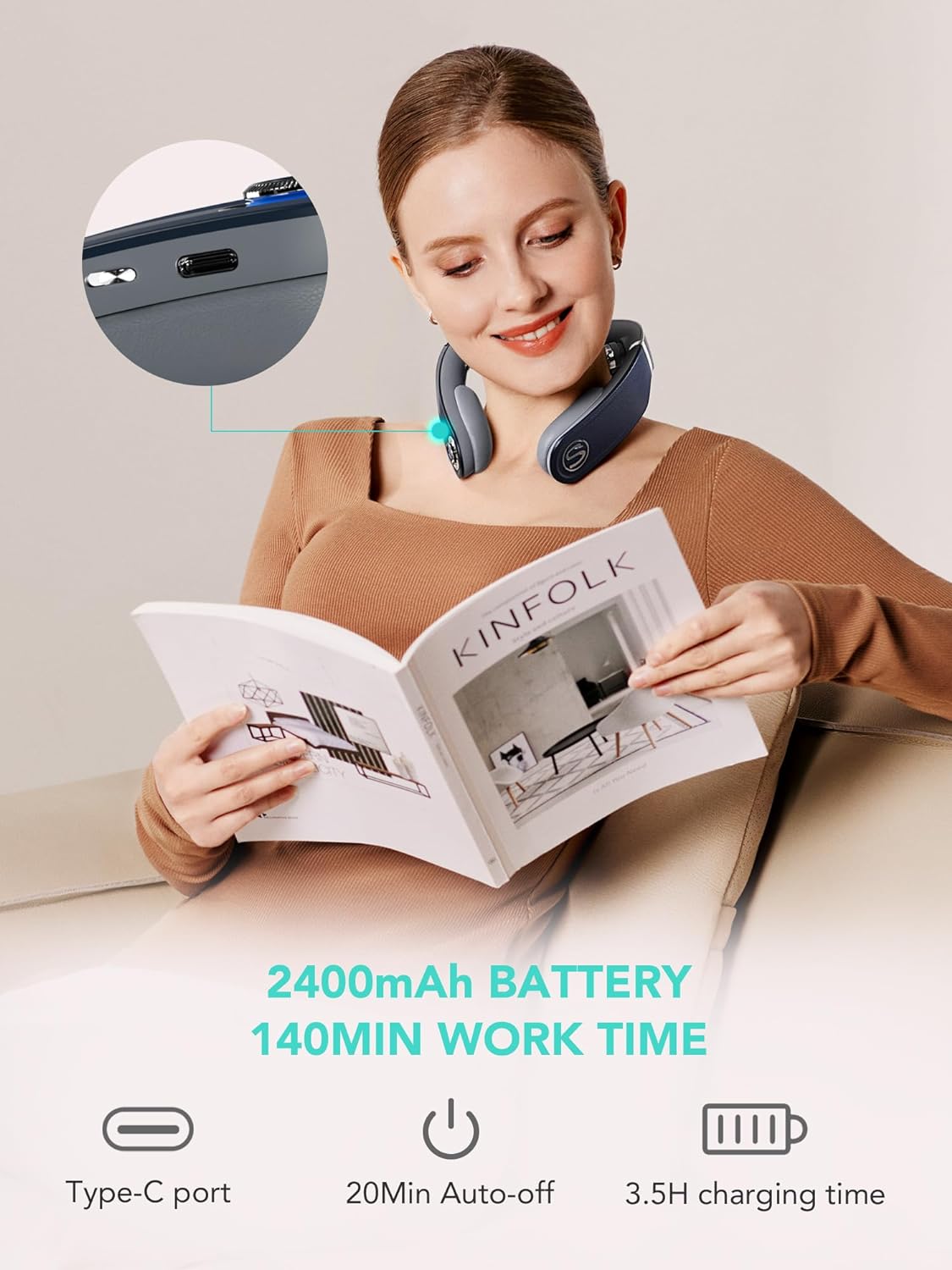 SKG G7 Pro-Fold Neck Massager Pulse-Heat-APP-Multiple Heads