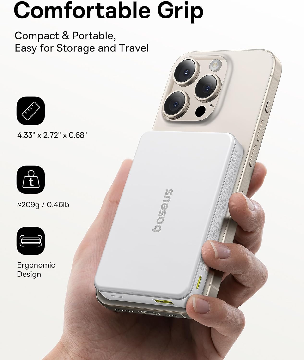 Baseus Powerbank Wireless 22.5W 10000mAh 15W Qi2 Airpow White