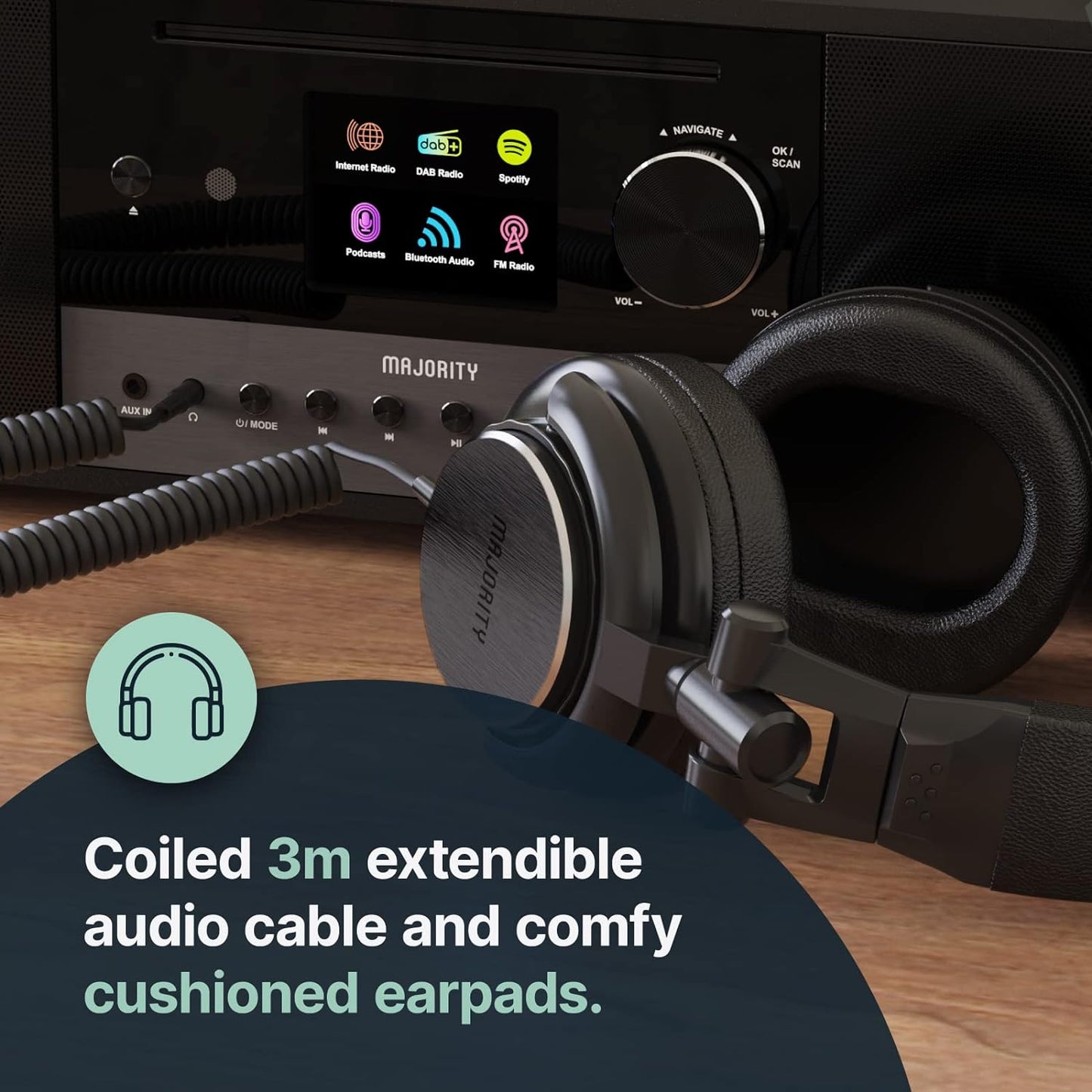 Majority STUDIO 1 Over Ear Headphones for DJ-Gaming-Recording