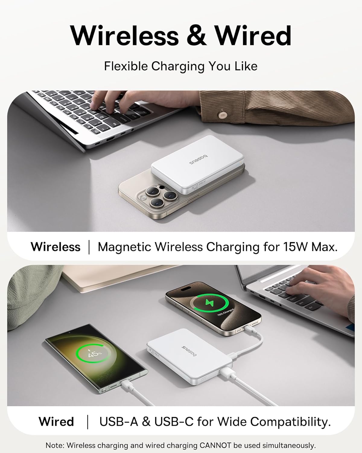 Baseus Powerbank Wireless 22.5W 10000mAh 15W Qi2 Airpow White