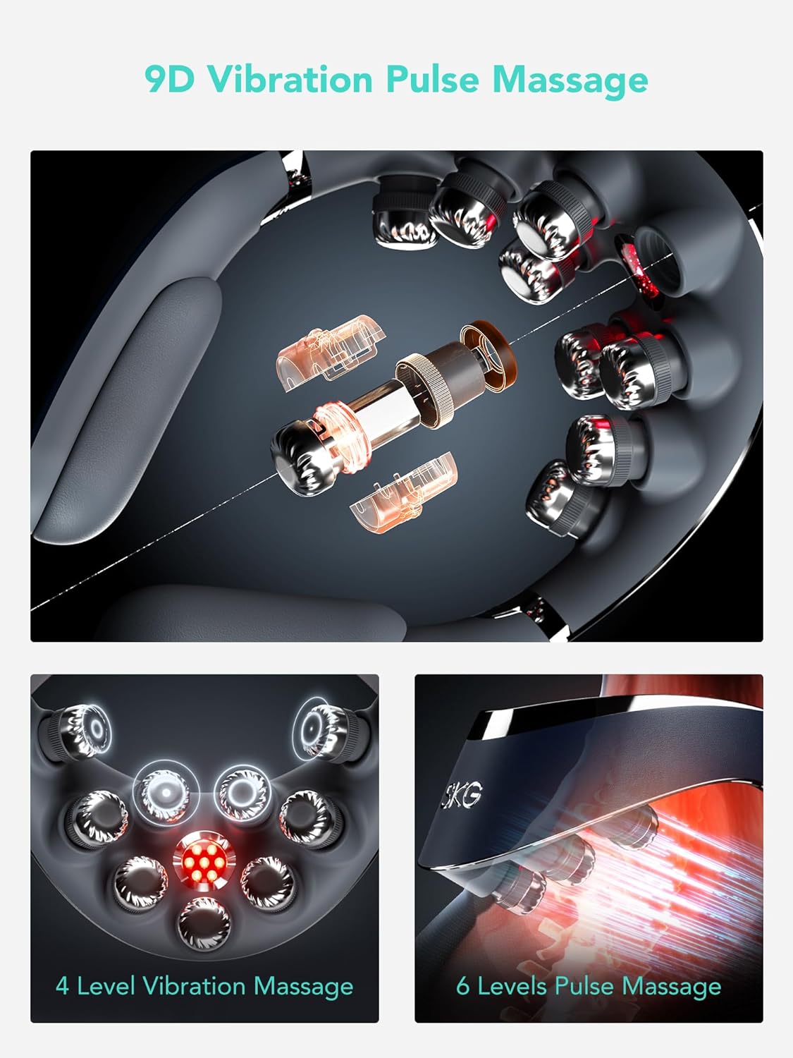 SKG G7 Pro-Fold Neck Massager Pulse-Heat-APP-Multiple Heads