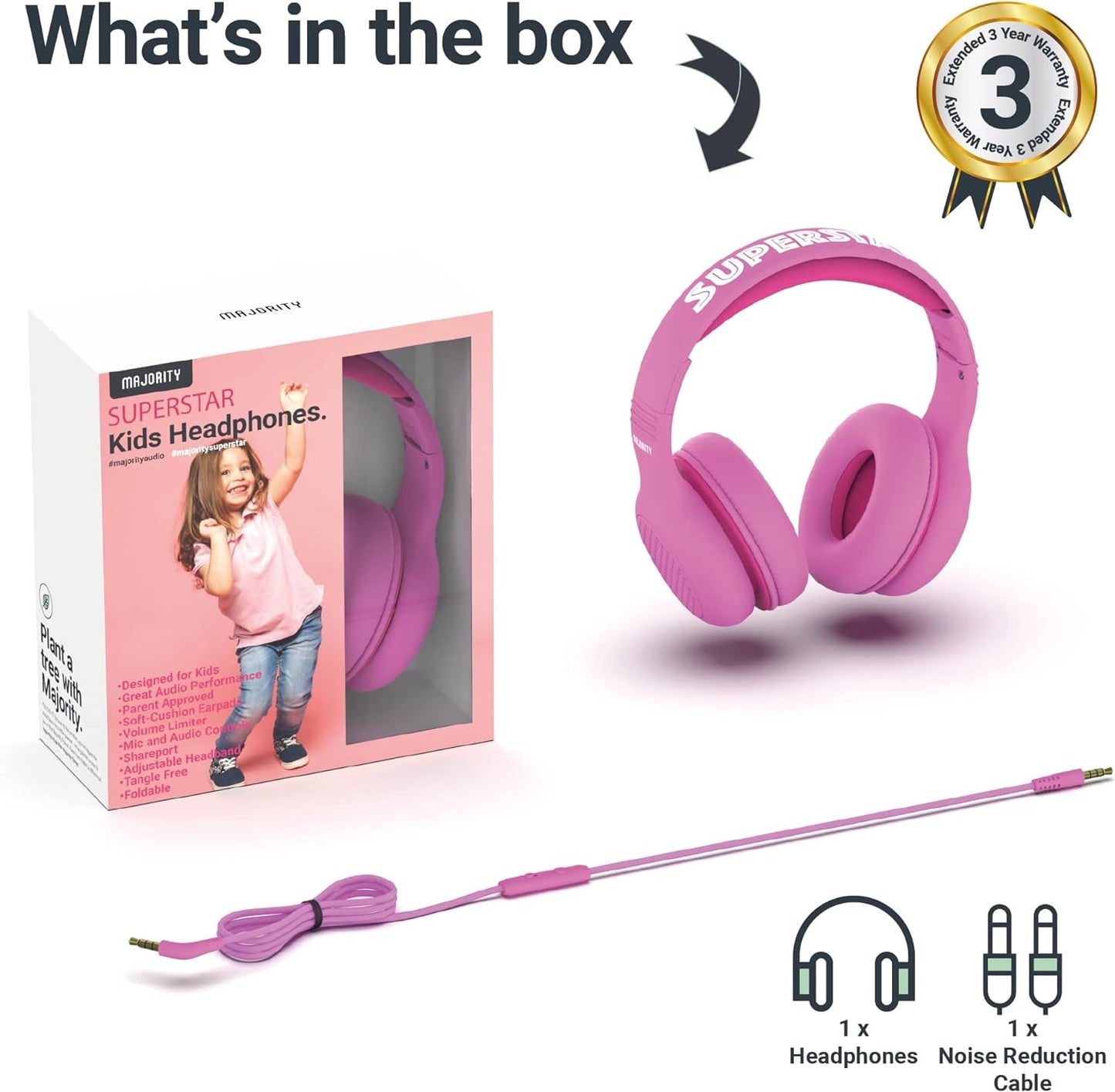 Majority SUPERSTAR Kids Over Ear Headphones Pink
