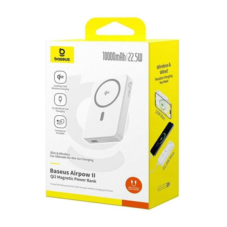 Baseus Powerbank Wireless 22.5W 10000mAh 15W Qi2 Airpow White