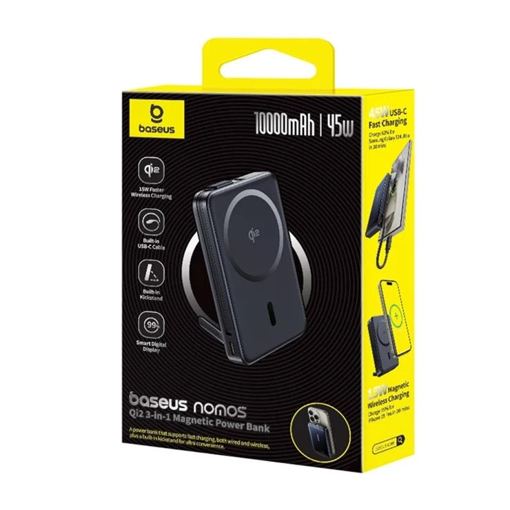 Baseus Powerbank Wireless 45W 10000mAh NOMOS Qi2-Stand Black