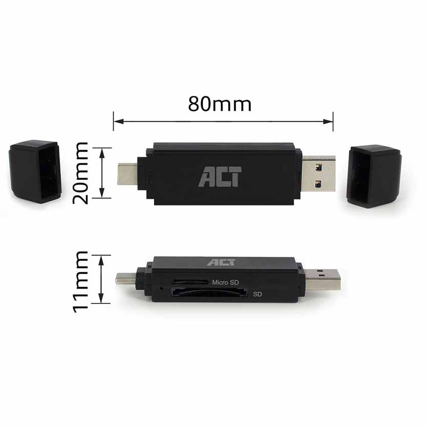 ACT AC6375 USB-C/USB-A 3.0 CARD READER
