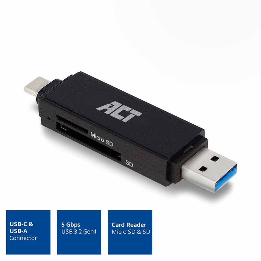 ACT AC6375 USB-C/USB-A 3.0 CARD READER