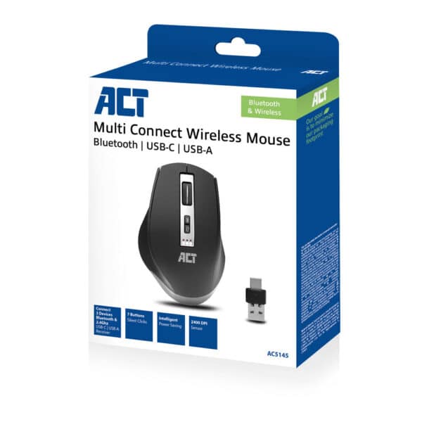 ACT, AC5145 MOUSE WIRELESS MULTI-CONNECT BT UPTO 2400DPI BLACK