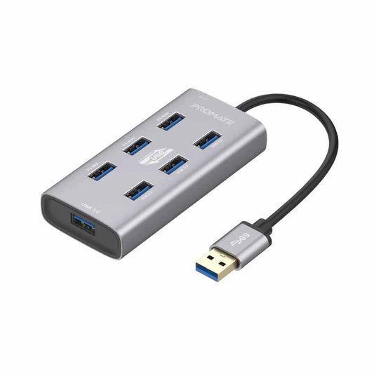 PROMATE, EZHUB-7 USB 7-PORT HUB3.0 & USB-C DATA & CHARGE, ALUMINIUM ALLOY
