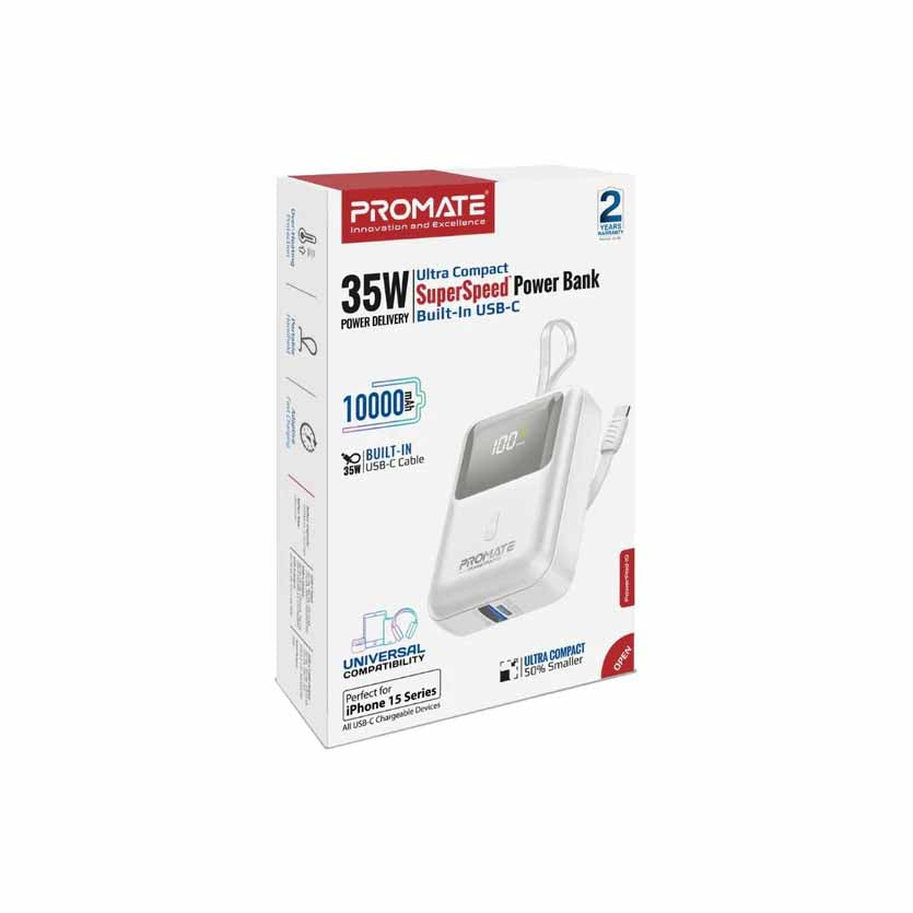 PROMATE POWERPOD-10.WHITE 10000mAh COMPACT POWERBANK 35W