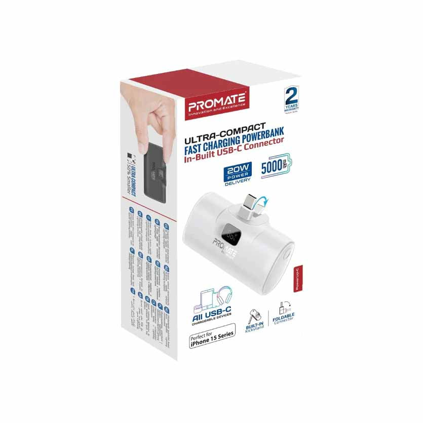 PROMATE POWERUP-C.WHITE 5000mAh COMPACT POWERBANK 20W