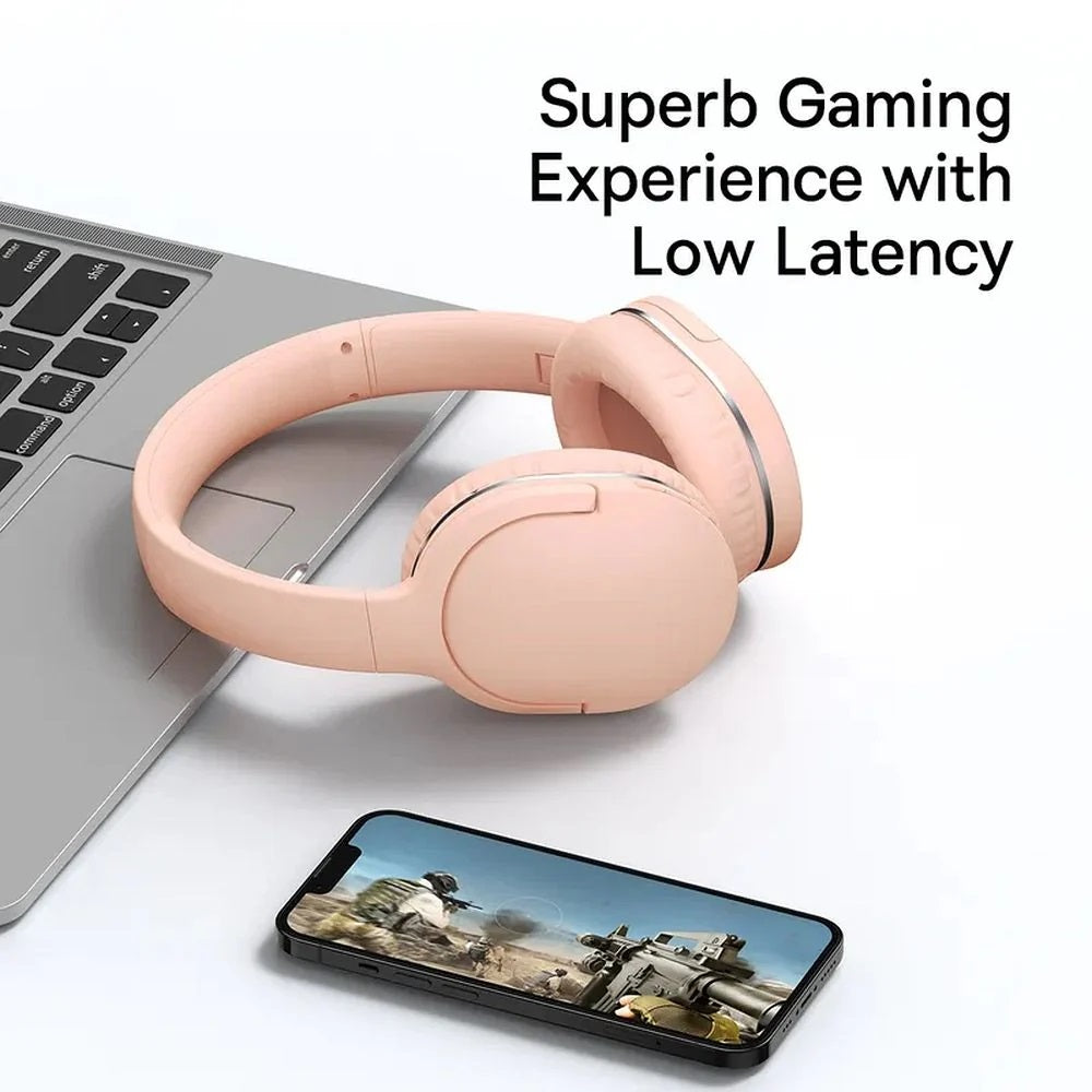 Baseus Encok D02 Pro v2 Wireless Headphones Over Ear Pink