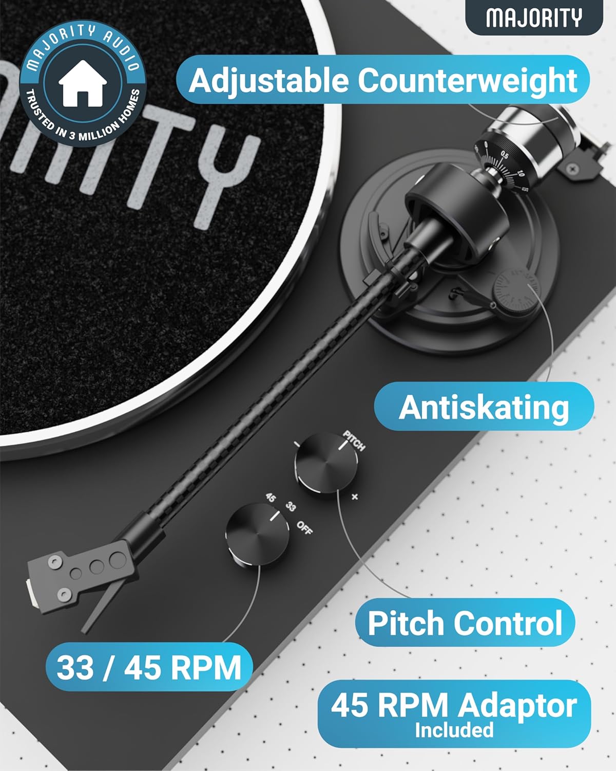 Majority Turntable STYLO Superior Quality Audiophile