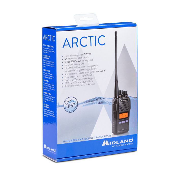Midland ARCTIC Portable Marine IP67 VHF Radio (single)