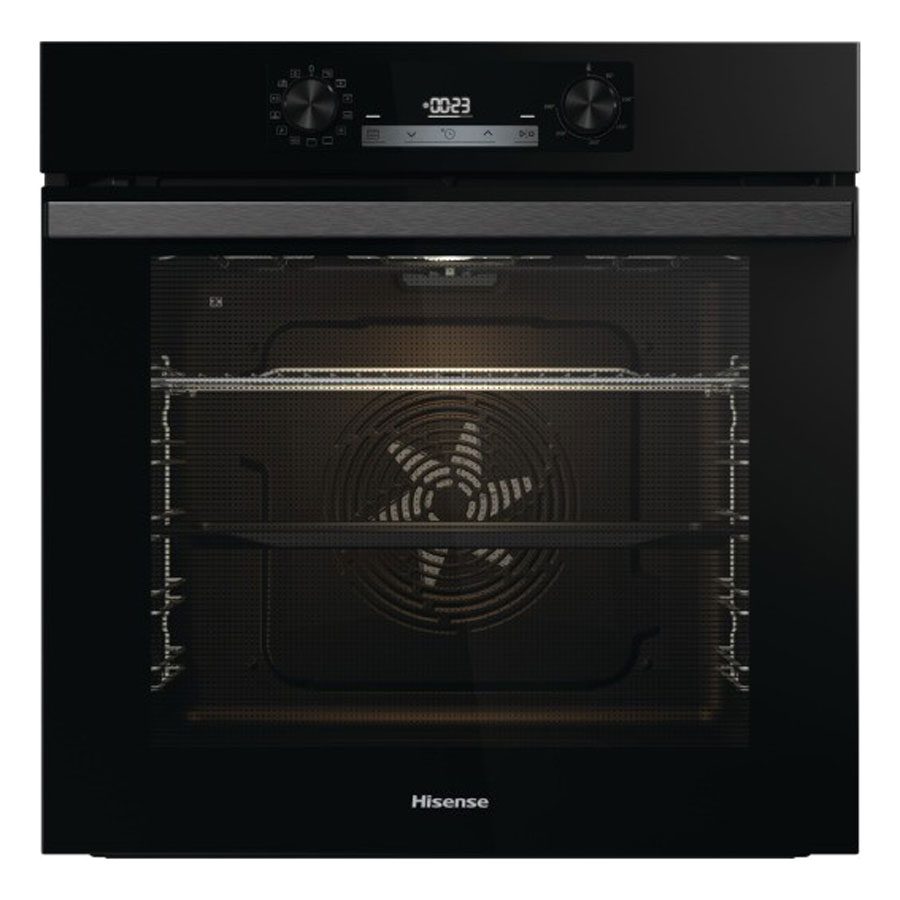 Hisense BI64211PB / HI6401BSC Set Built-In Pyrolysis Multifunction Oven 77Lt & Induction Hobs, Black