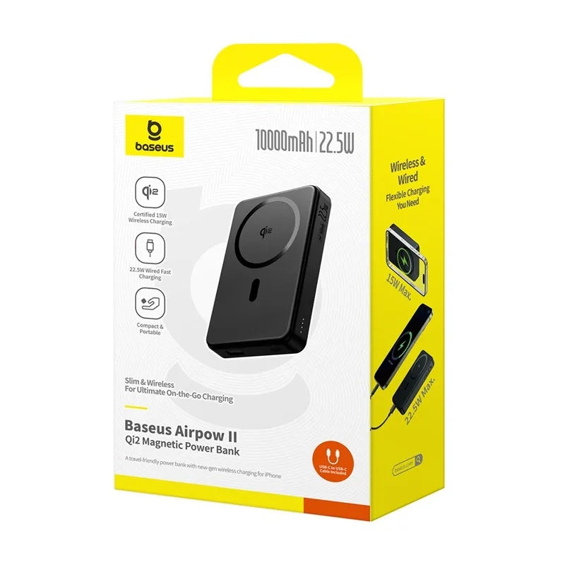 Baseus Powerbank Wireless 22.5W 10000mAh 15W Qi2 Airpow Black