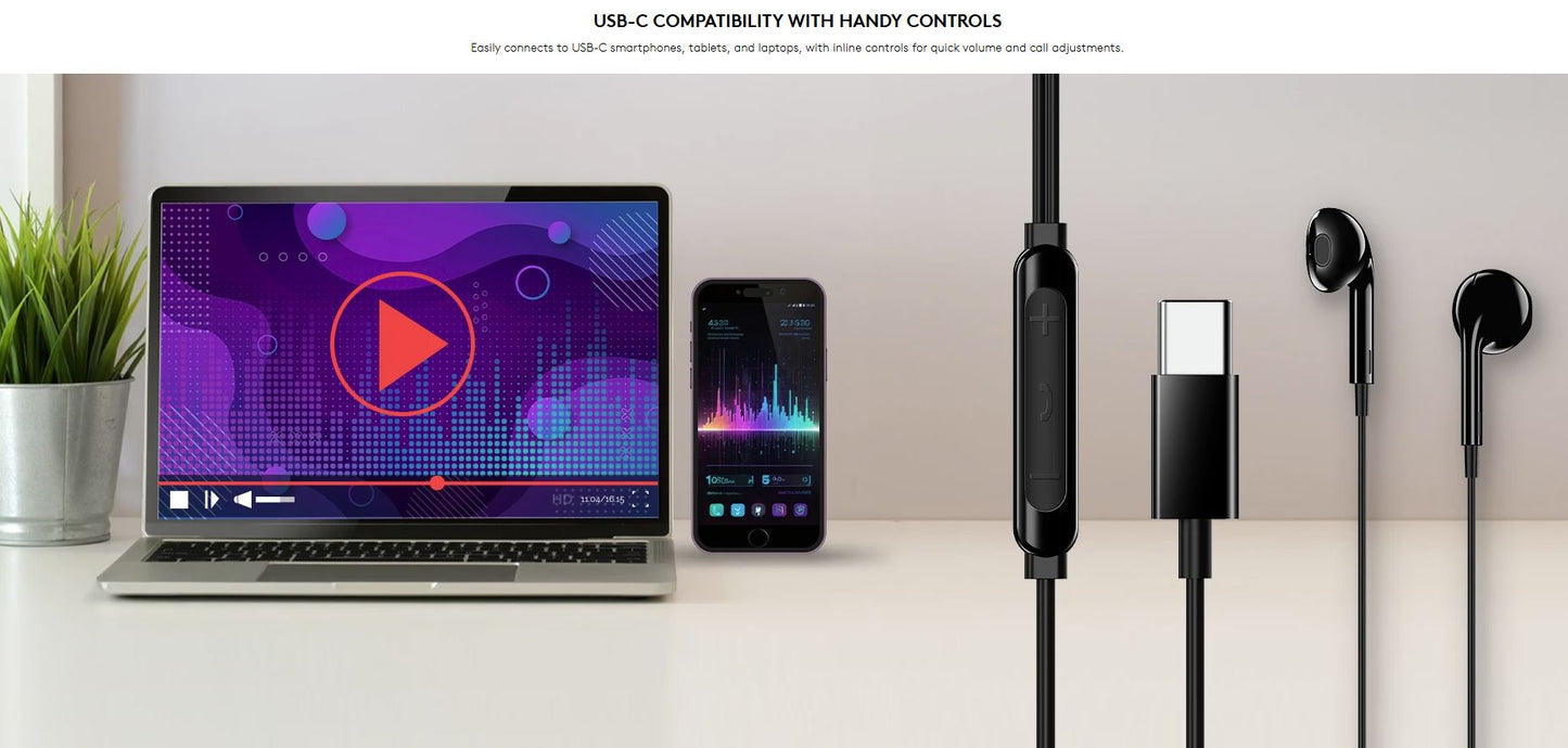 Genius Mobile Headset In-Ear USB-C Inline Control HS-M365 Black