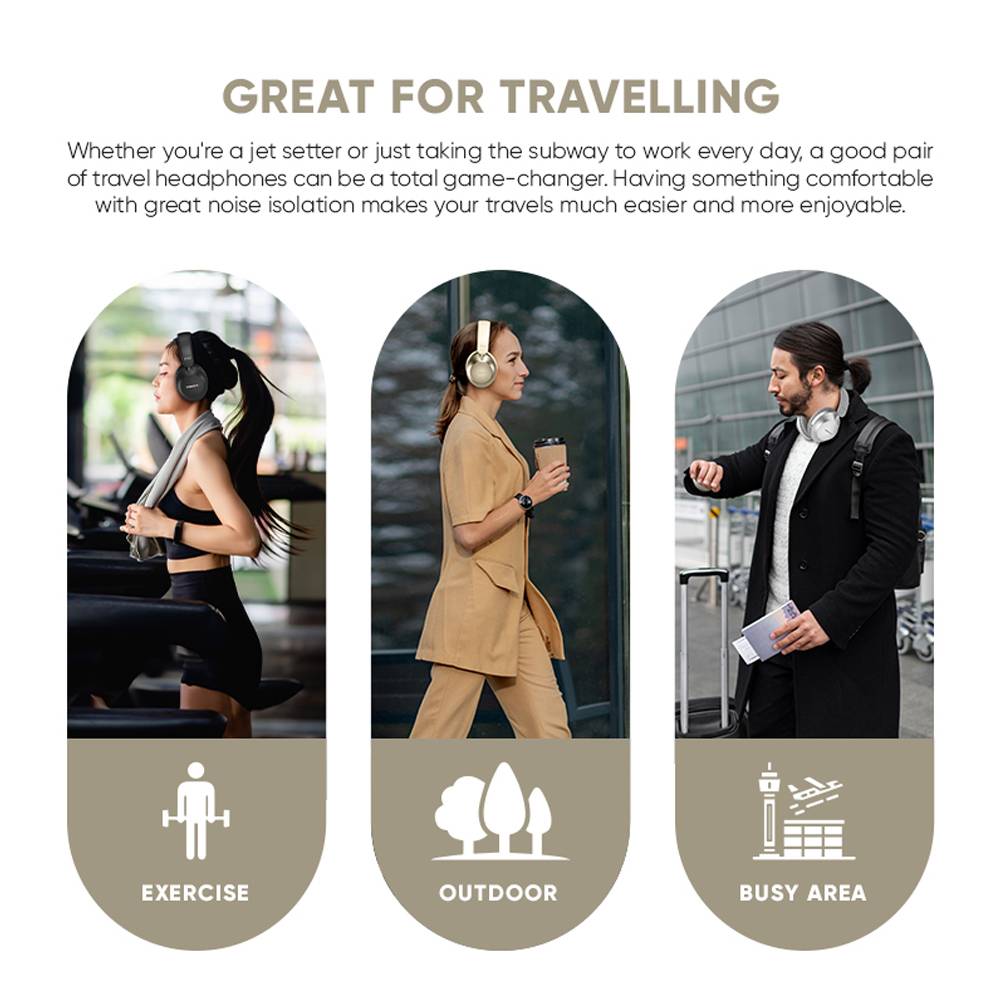 SonicGear AIRPHONE DNC3000 Headphones Bluetooth Champagne Gold