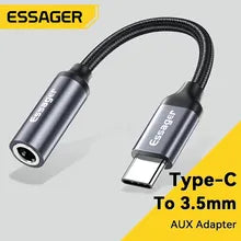 Essager USB Type C 3.5 Jack Earphone Adapter USB C to 3.5mm Headphones AUX Audio Adapter Cable For Huawei P30 Xiaomi Mi 10 9 Es