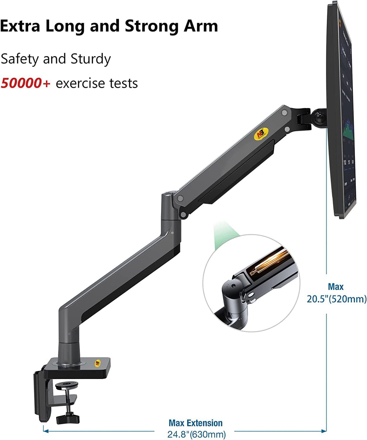 NBMounts G35 Dual Arm Extra Long Gas Monitor Desk Mount