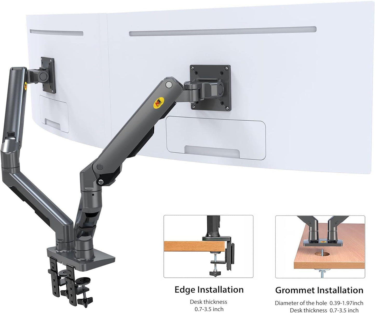 NBMounts G65 Dual Arm Heavy Duty Gas Desk Monitor Mount