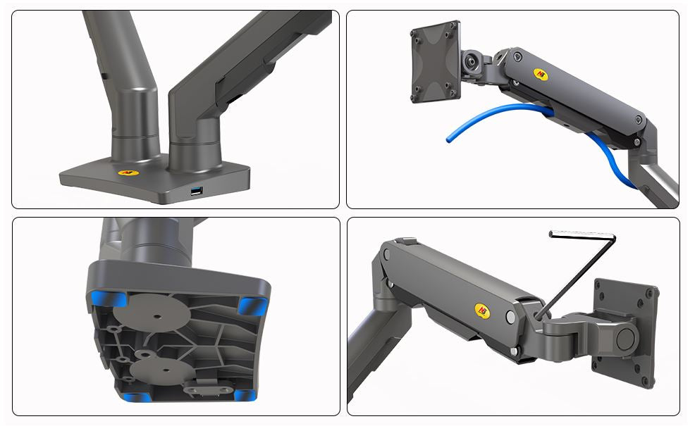 NBMounts G65 Dual Arm Heavy Duty Gas Desk Monitor Mount