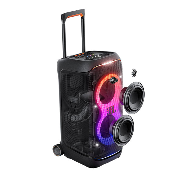 JBL Partybox Stage 320 Portable BT Party Speaker Light Effect Wheels Black