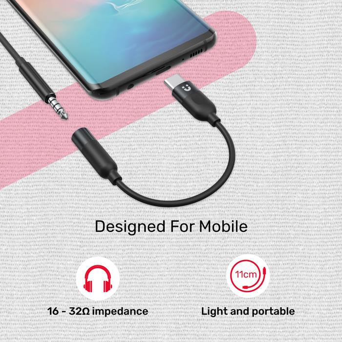 Unitek M1204A Type-C to 3.5mm Female Audio Cable 11cm