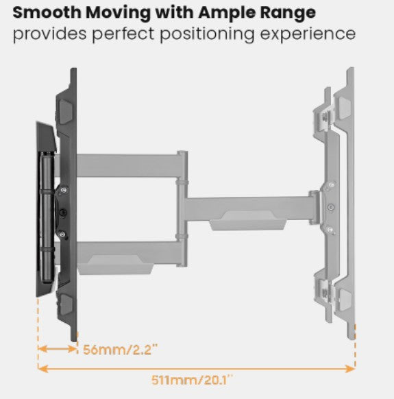 Brateck TV Mount 40x40 Turn 2-Arm 51cm Ext LPA76-443