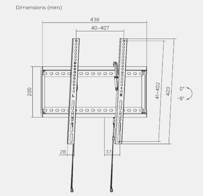 Brateck TV Mount 40x40 Tilt 75kg LP72-44T