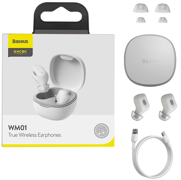 Baseus WM01 Headphones In Ear TWS Encok White