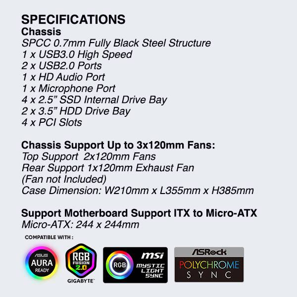 Armaggeddon TRON VII Micro ATX Gaming Case Black