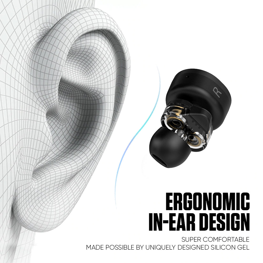 SonicGear HYPERBASS TWS 7 Dual Driver Sweatproof Earphones Black