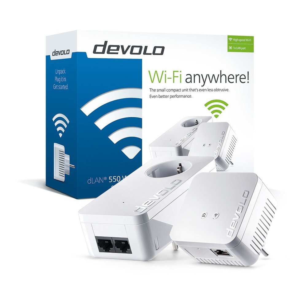 DEVOLO DLAN 550 WiFi Powerline Starter Kit 09633 White