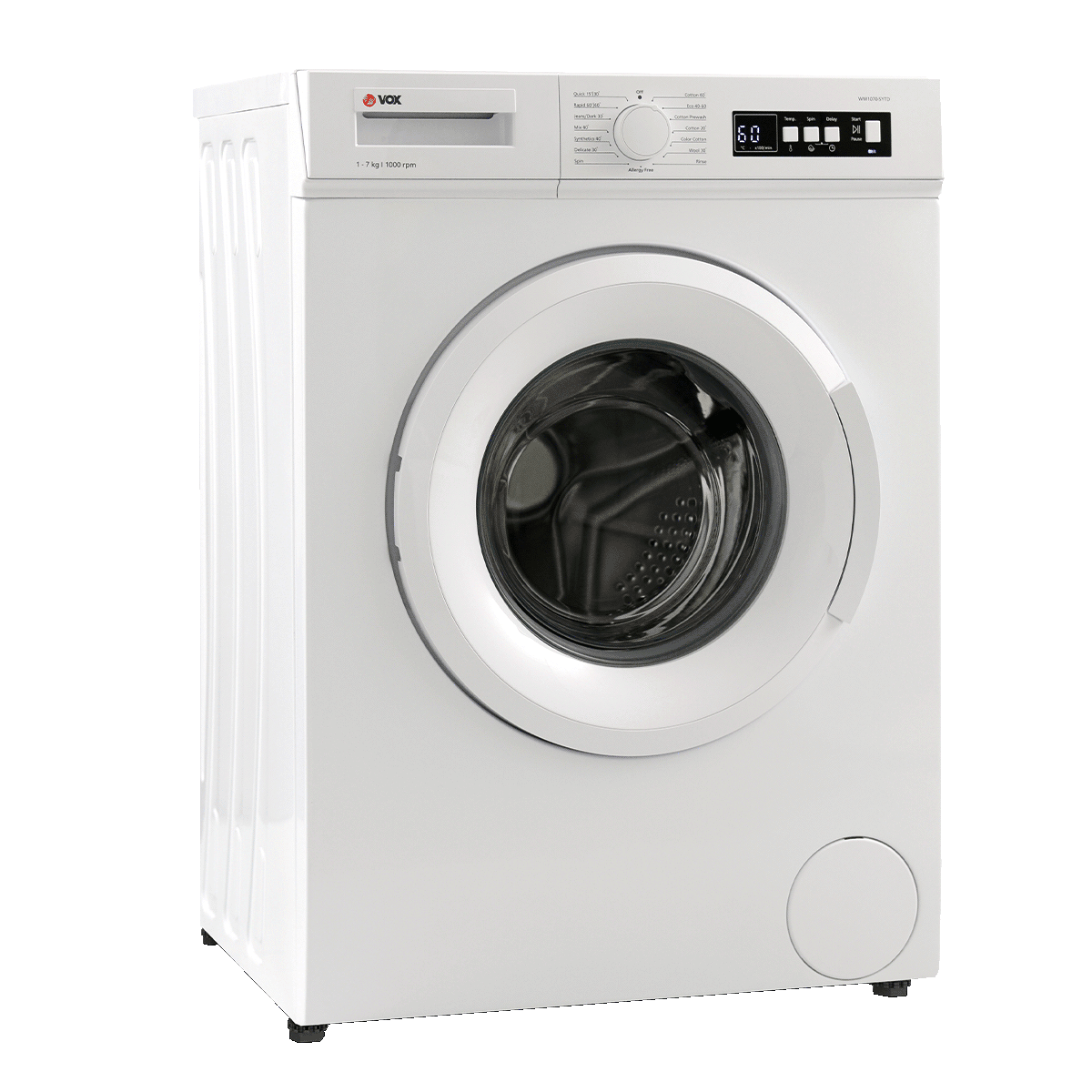 VOX WM 1070-SYTD WASHING MACHINE 7KG D 1000 RPM QUICK WASH 15 PROGRAMS WHITE