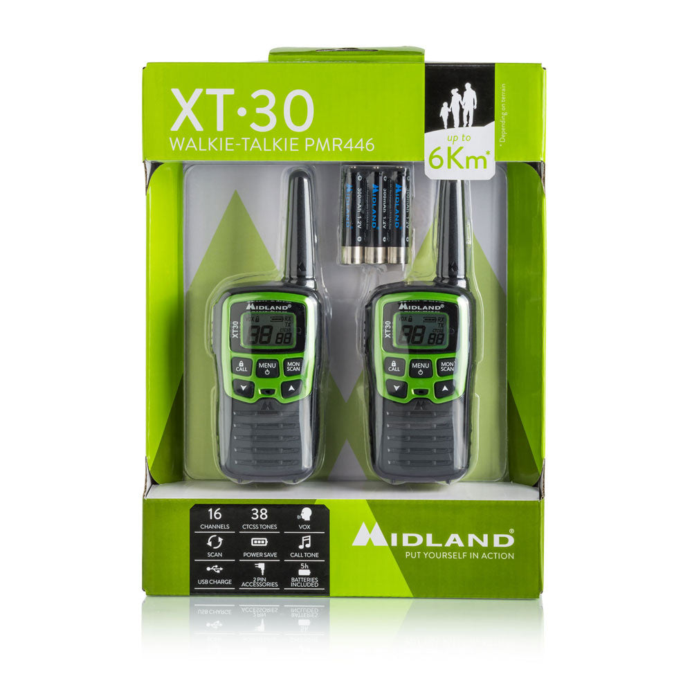 Midland XT30 Walkie Talkie with USB Charger (pair)