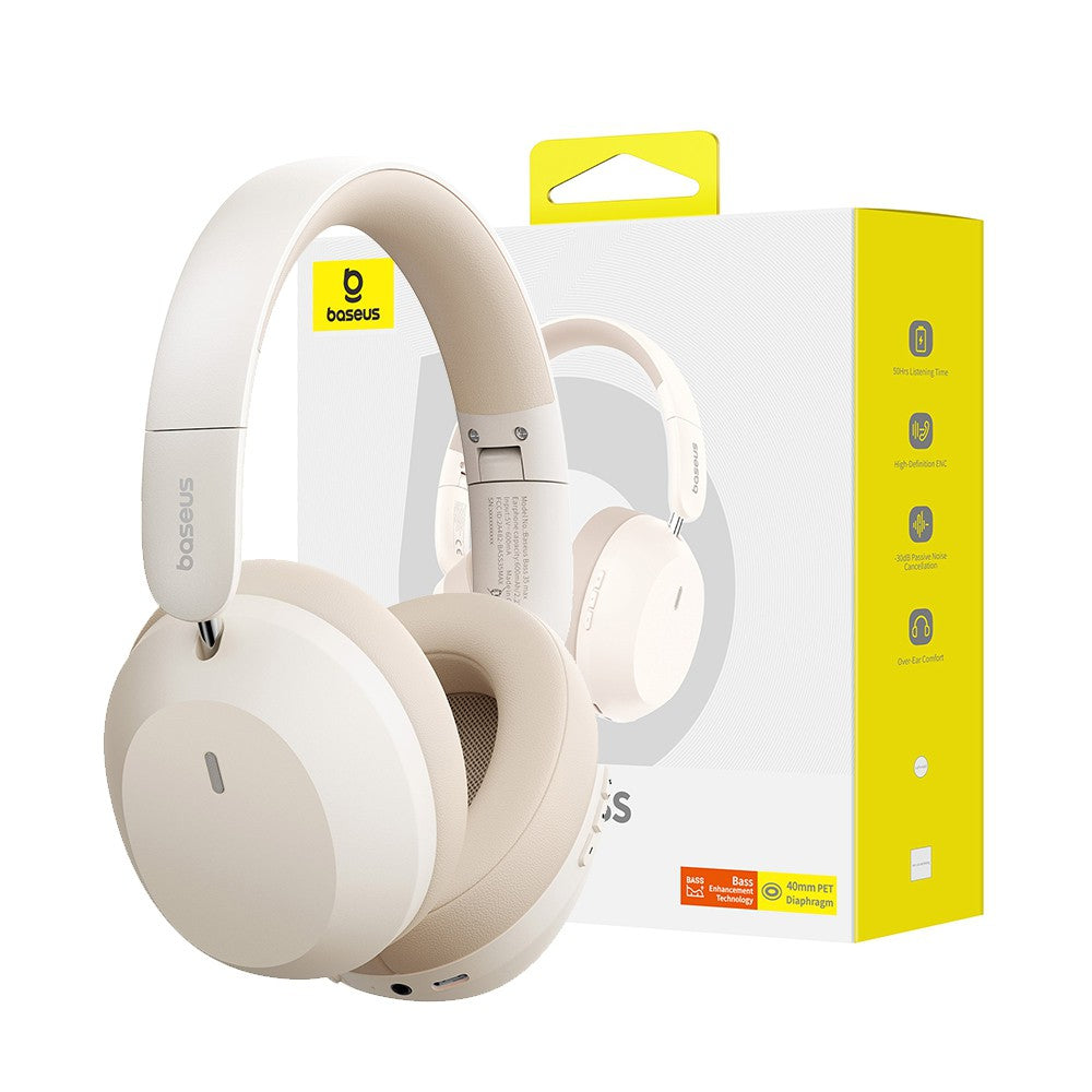 Baseus Bass 35 Max Headphones Over Ear White
