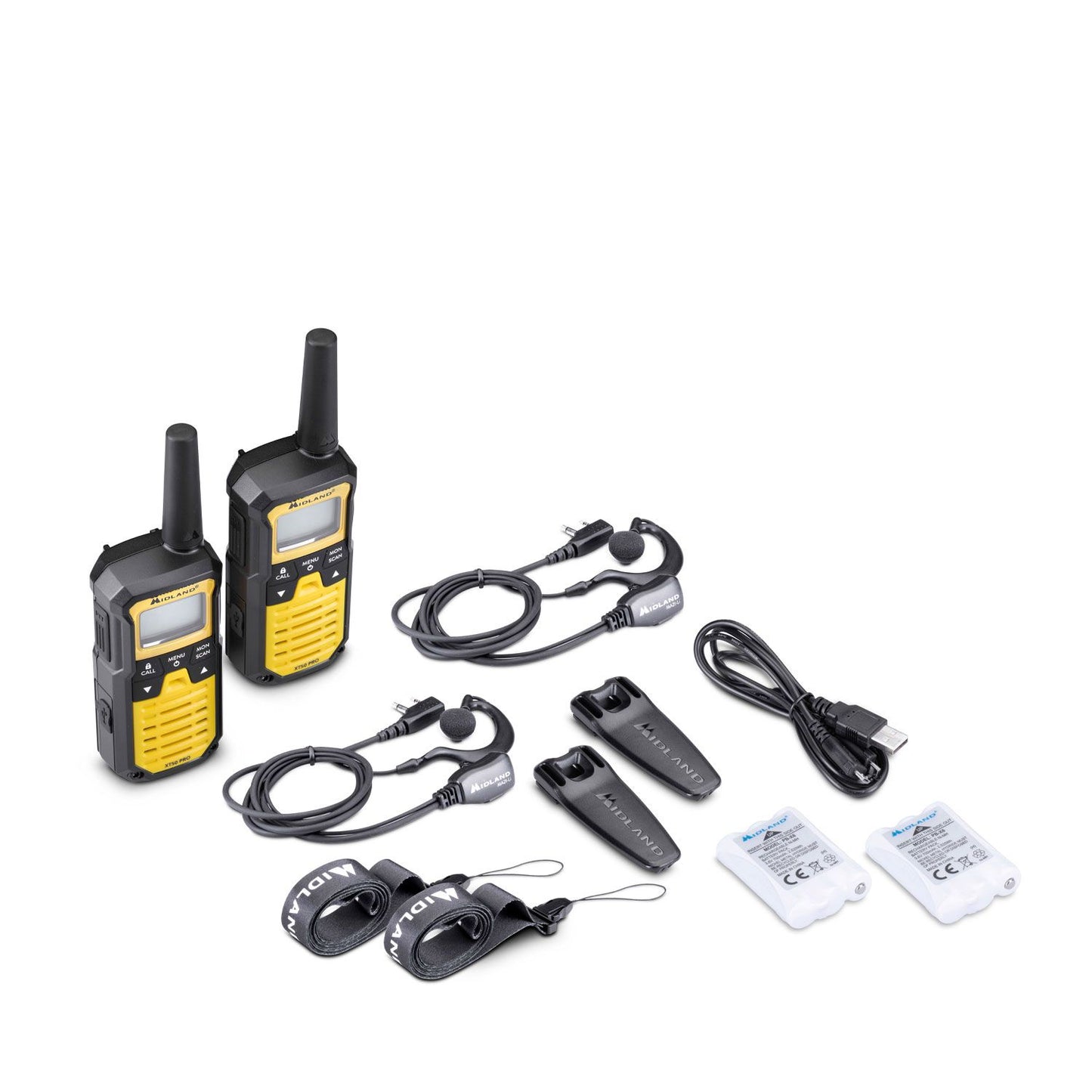 Midland XT50 Pro Hobby & Work Walkie Talkies Radios (pair) incl 2 x Earphones & Carry Case