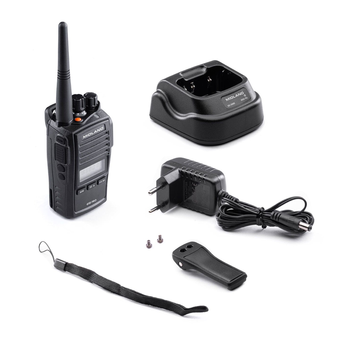 Midland G18 Pro NC (Noise Cancellation) PMR Radio IP67 Waterproof, Military Standard Certified, Long Battery Life & PC Programmable