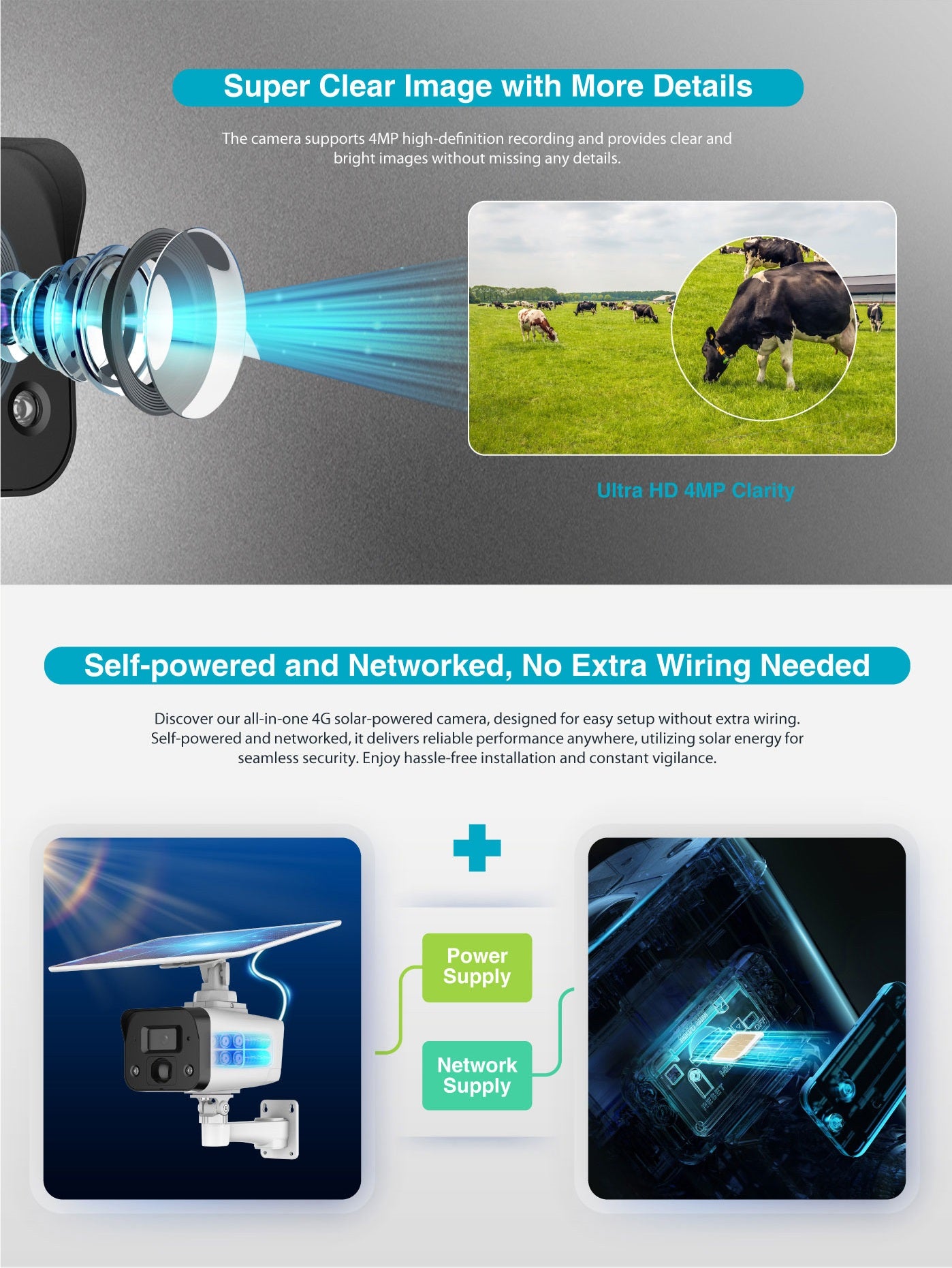 Dahua HFW244IDG-4G-SP-B-0360B - IP 4.0MP 4G 3.6mm Solar Power Network PT Camera