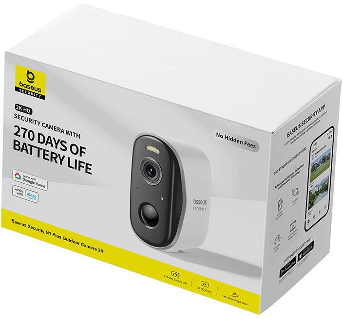 Baseus Security N1 Plus Outdoor Camera 2K Full Color White (Add On)