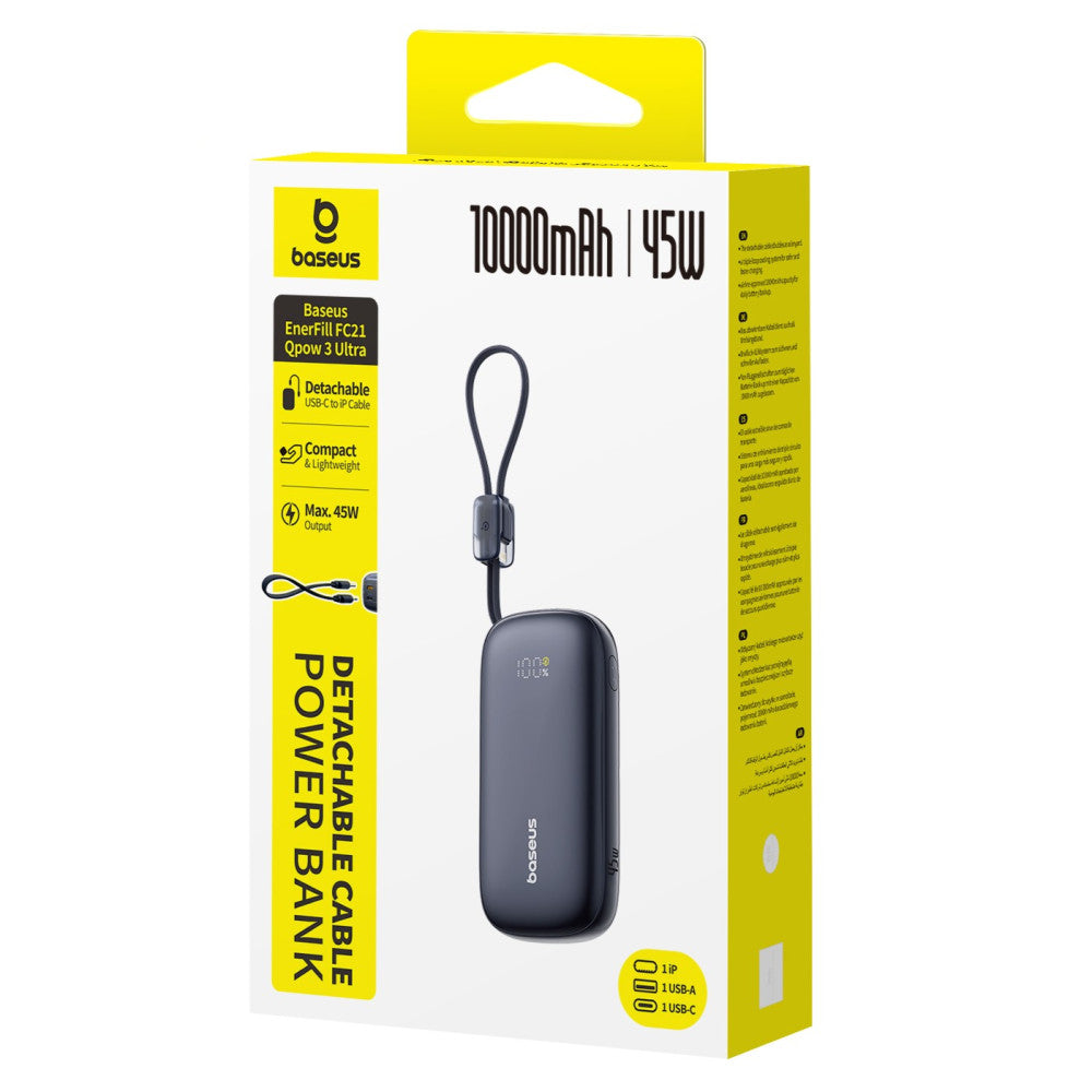 Baseus Powerbank 45W 10000mAh Display EnerFill FC21 Qpow 3 Ultra Black