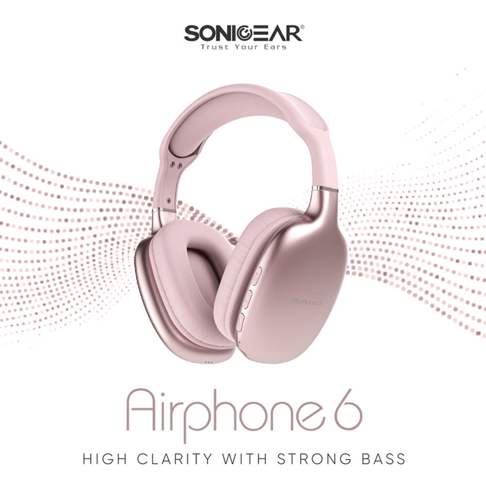 SonicGear AIRPHONE 6 Headphones Bluetooth Champagne Gold