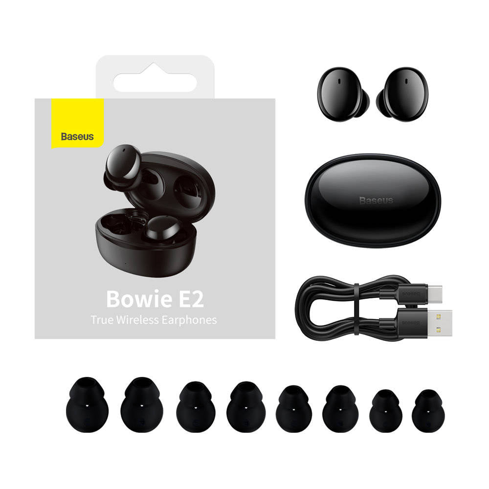 Baseus E2 Headphones In Ear TWS Bowie Black