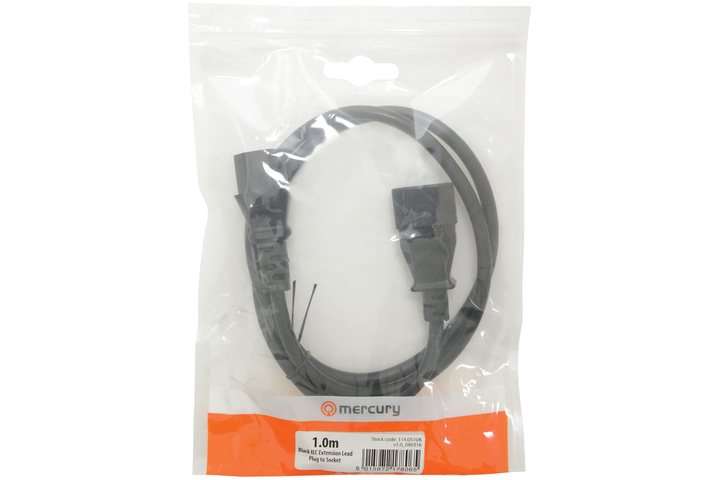 Mercury IEC Extension Lead 1.0m Bag 114.051UK