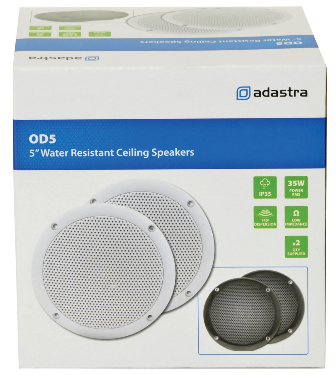 Adastra OD5 5'' Water Resistant Ceiling Speakers (pair) 125.032UK