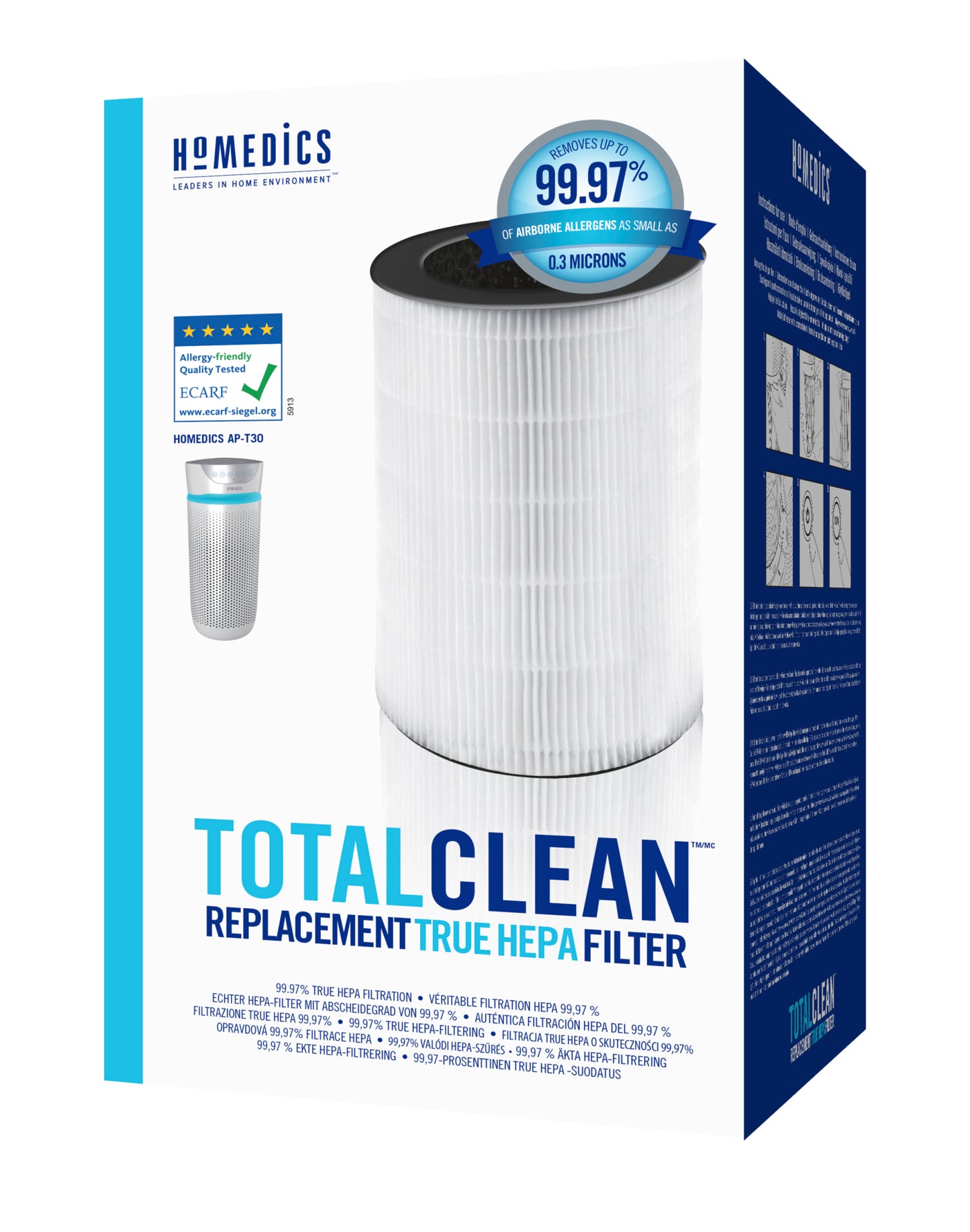 HoMedics AP-T30FLR Replacement HEPA Filter for AP-DT30 Air Purifier