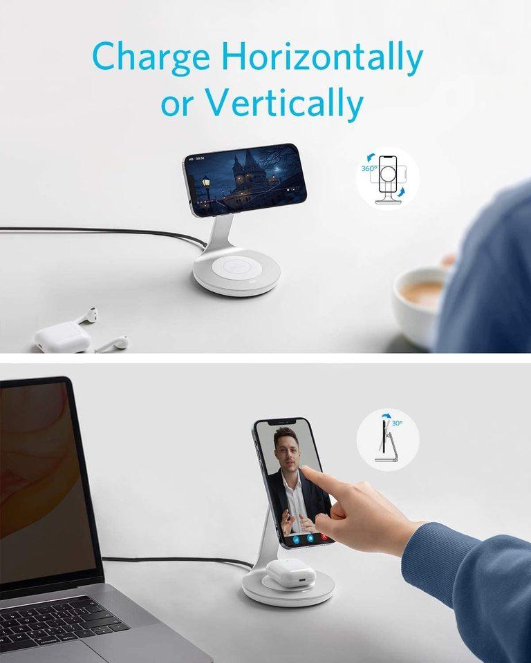 Anker PowerWave 2in1 Magnetic Stand Charger White