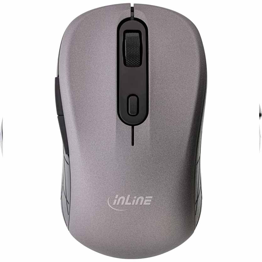 INLINE 55363 MOUSE 3 IN 1, BLUETOOTH + 2x 2.4GHz, 5 BUTTONS GREY/BLACK