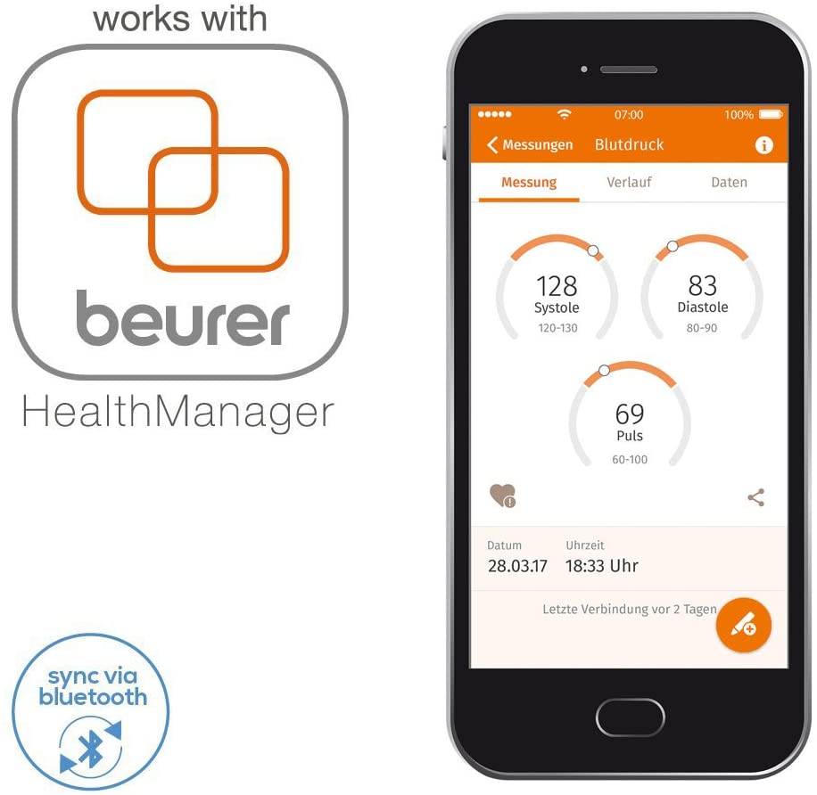 Beurer BM 57 BT Upper Arm Blood Pressure Monitor Optimum Analysis at Home