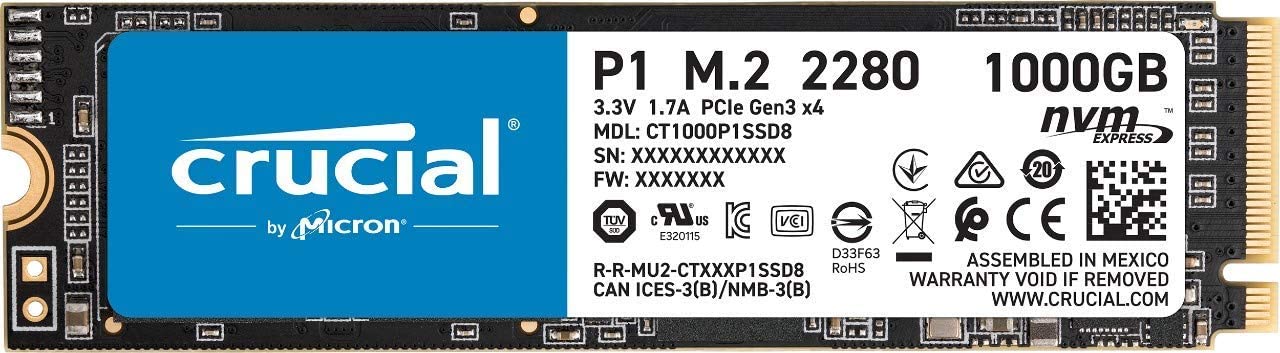 Crucial P1 1TB 3D NAND NVMe PCIe M.2 SSD